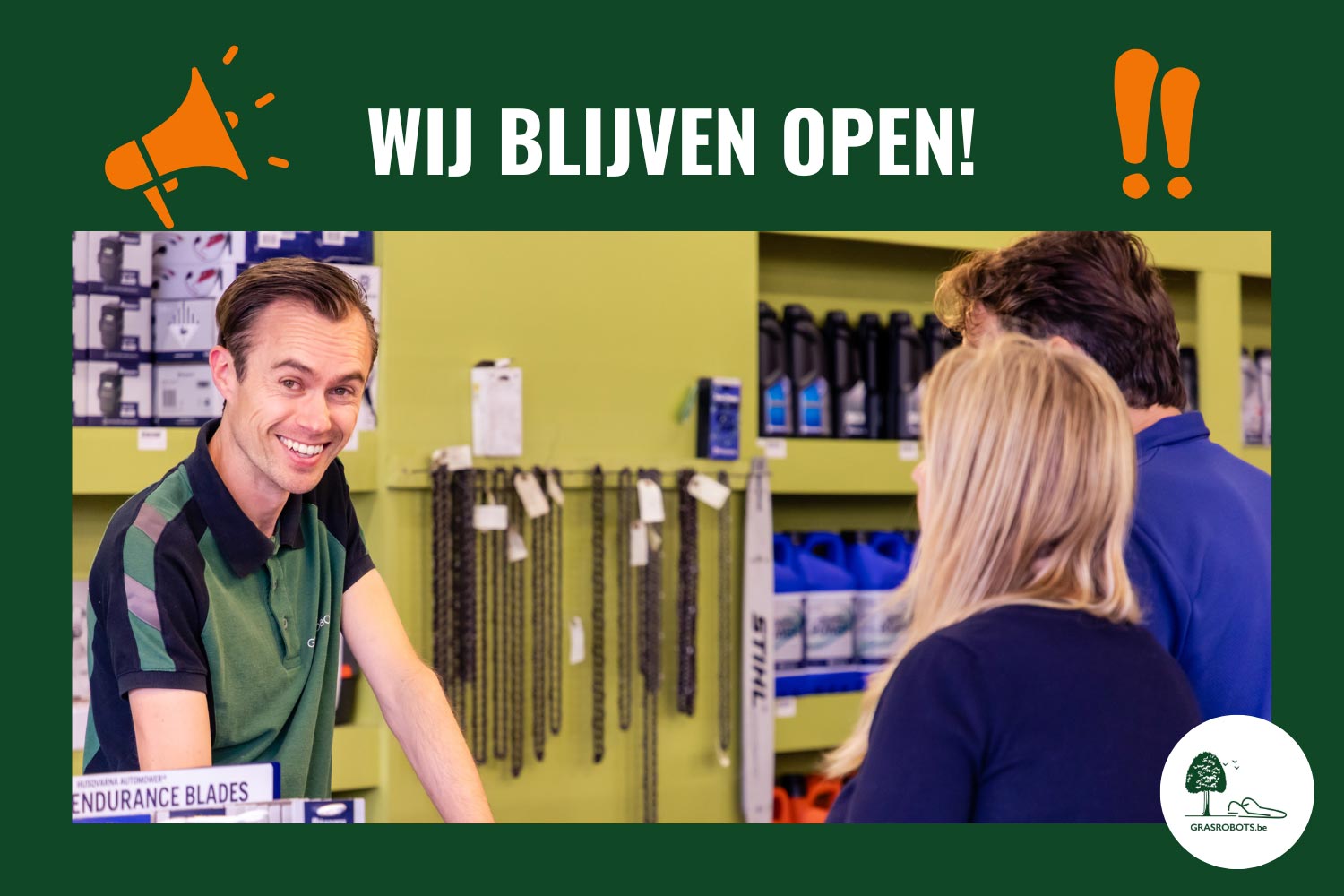 wij blijven open grasrobots