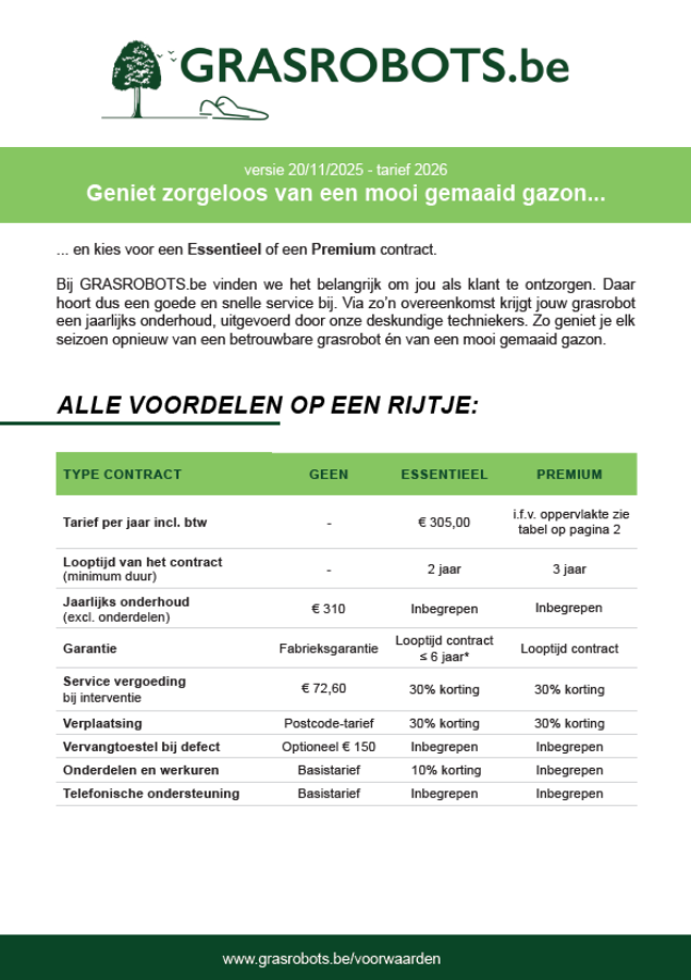 tarieven serviceontracten