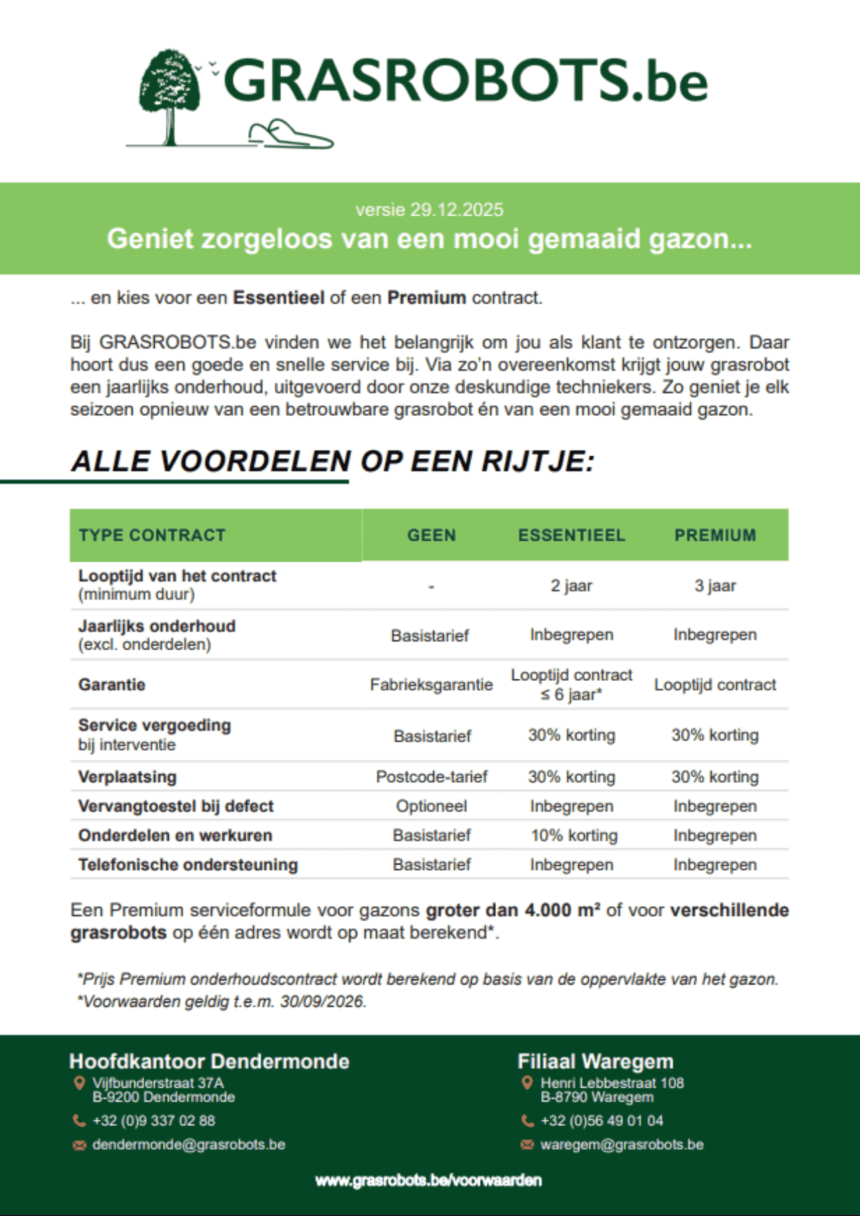 Overzicht servicecontracten grasrobots
